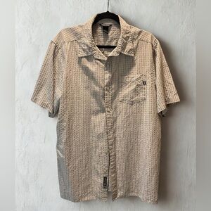 Marmot Men’s Plaid Camp Shirt Size Large Tan Brown Button Down Short Sleeve